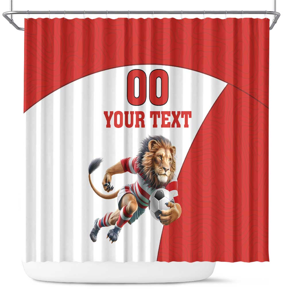 Custom England Football Shower Curtain Lion Mascot Sporty Version