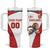 Custom England Football Tumbler With Handle Lion Mascot Sporty Version