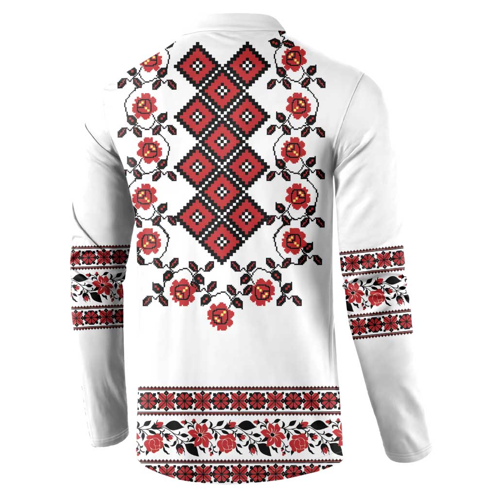 Ukraine Button Sweatshirt Ukrainian Traditional Folk Patterns