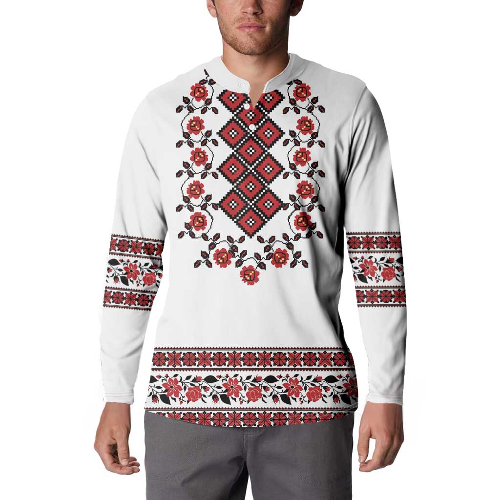 Ukraine Button Sweatshirt Ukrainian Traditional Folk Patterns