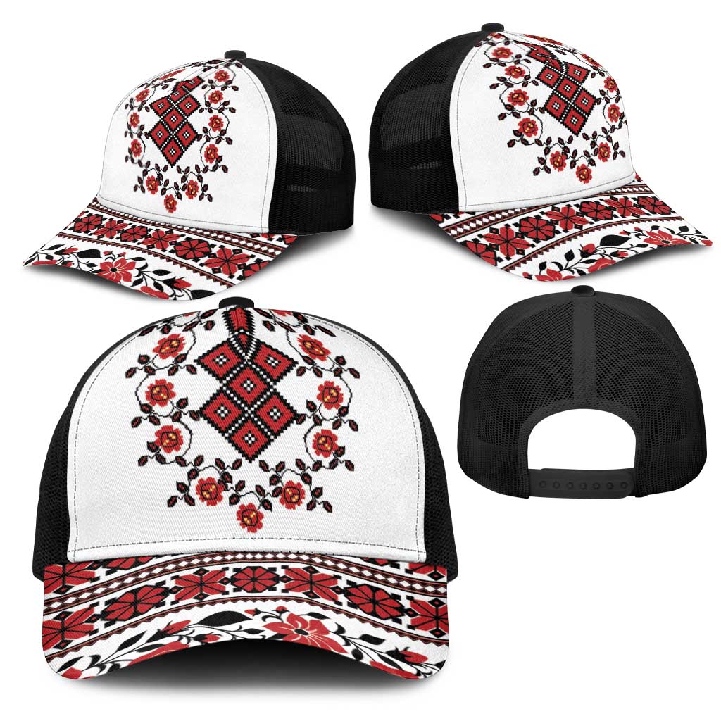 Ukraine Mesh Trucker Cap Ukrainian Traditional Folk Patterns - Wonder Print Shop
