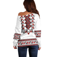 Ukraine Off Shoulder Sweater Ukrainian Traditional Folk Patterns
