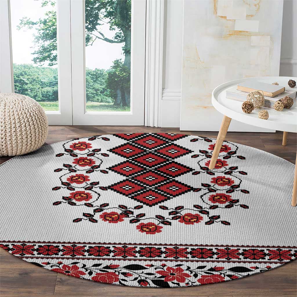 Ukraine Round Carpet Ukrainian Traditional Folk Patterns