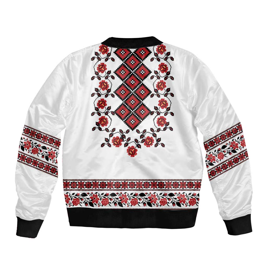 Ukraine Sleeve Zip Bomber Jacket Ukrainian Traditional Folk Patterns