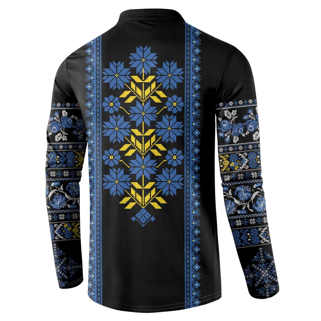 Ukraine Folk Patterns Button Sweatshirt Sporty Style