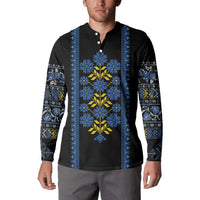 Ukraine Folk Patterns Button Sweatshirt Sporty Style