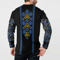 Ukraine Folk Patterns Button Sweatshirt Sporty Style