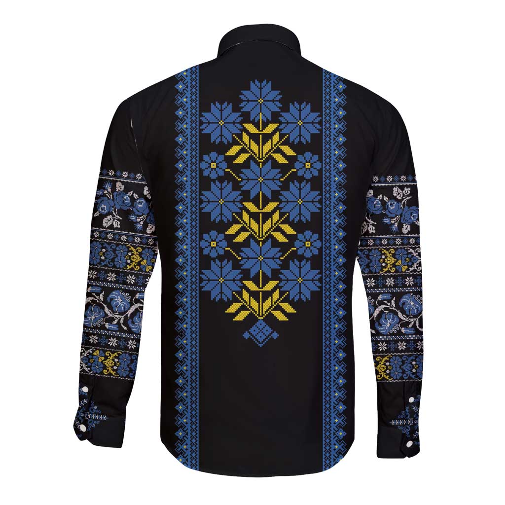 Ukraine Folk Patterns Long Sleeve Button Shirt Sporty Style