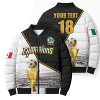 Custom Mexico Football Champion Bomber Puffer Jacket Aztec Pattern - Wonder Print Shop