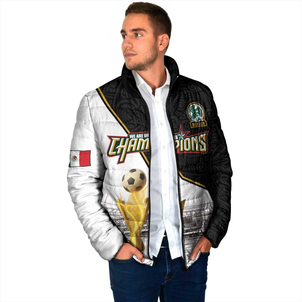 Custom Mexico Football Champion Padded Jacket Aztec Pattern - Wonder Print Shop