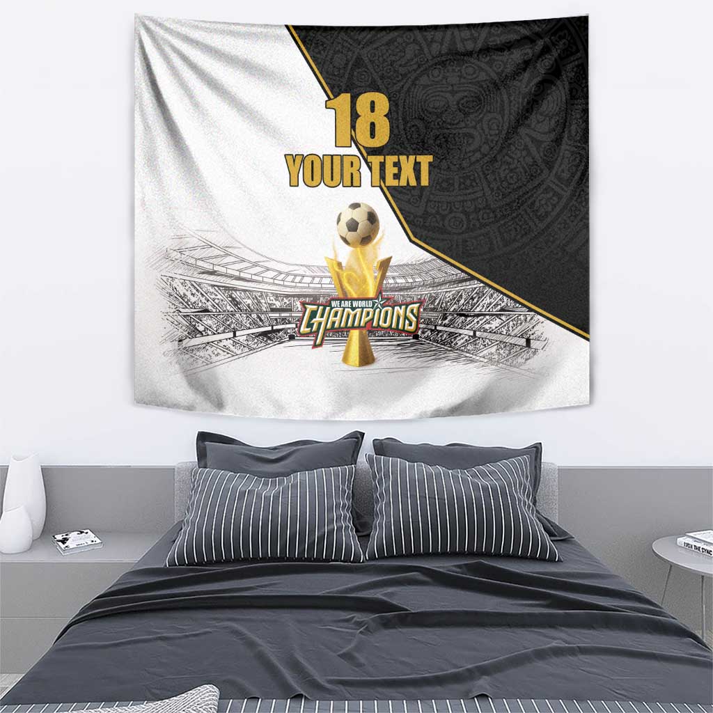 Custom Mexico Football Champion Tapestry Aztec Pattern - Wonder Print Shop