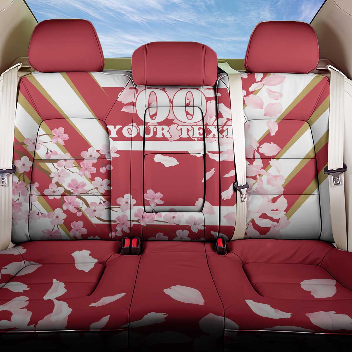 Custom Japan Rugby Back Car Seat Cover Brave Cherry Blossoms Flying Petals - Wonder Print Shop