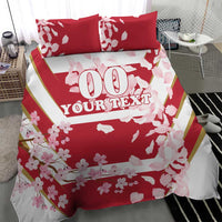 Red and white cherry blossom duvet cover with two matching pillowcases