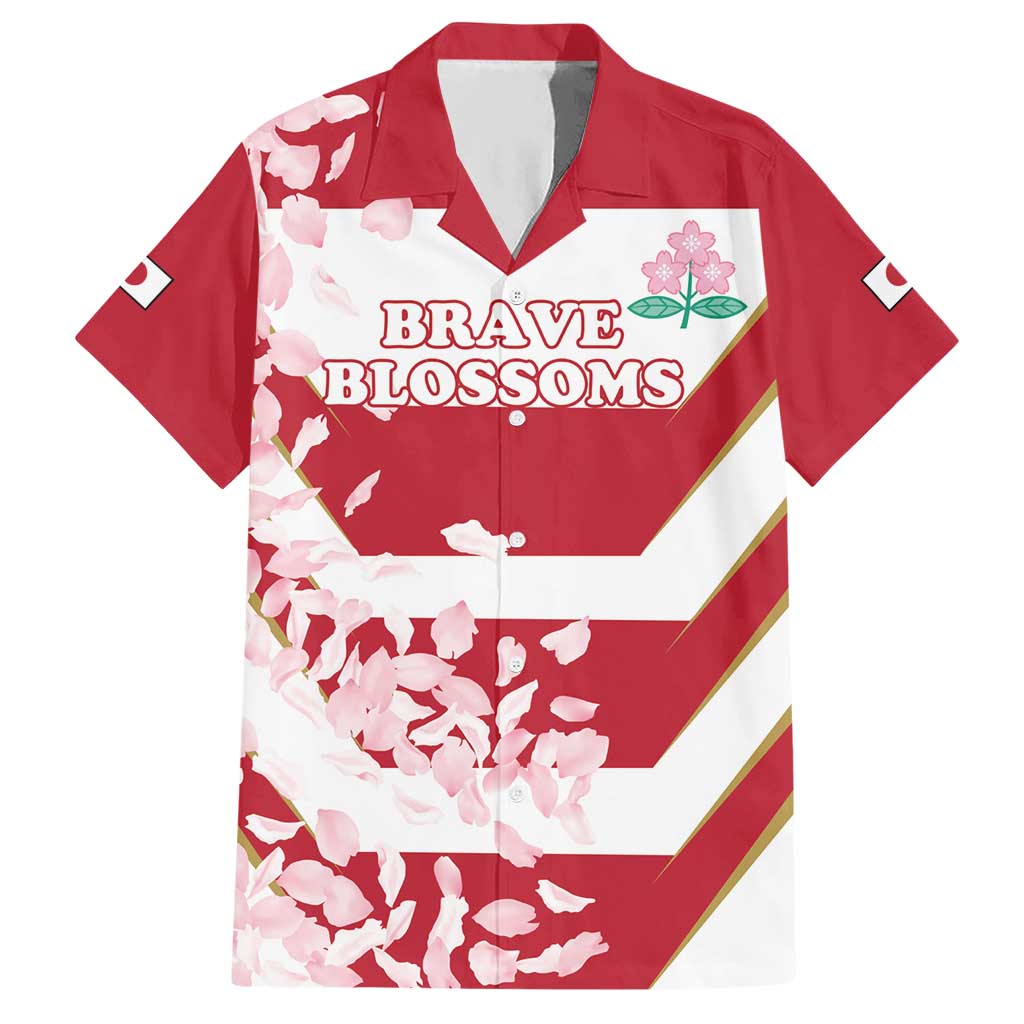 Custom Japan Rugby Hawaiian Shirt Brave Cherry Blossoms Flying Petals - Wonder Print Shop