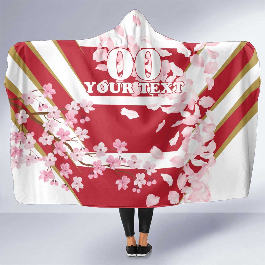 Custom Japan Rugby Hooded Blanket Brave Cherry Blossoms Flying Petals