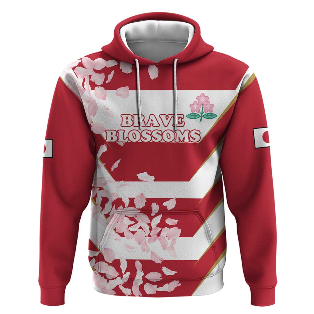 Custom Japan Rugby Hoodie Brave Cherry Blossoms Flying Petals - Wonder Print Shop