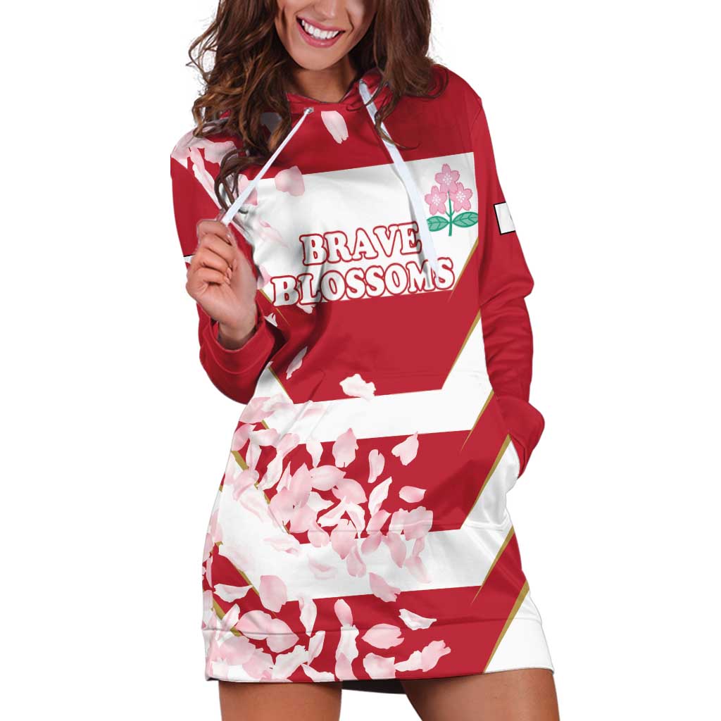 Custom Japan Rugby Hoodie Dress Brave Cherry Blossoms Flying Petals - Wonder Print Shop