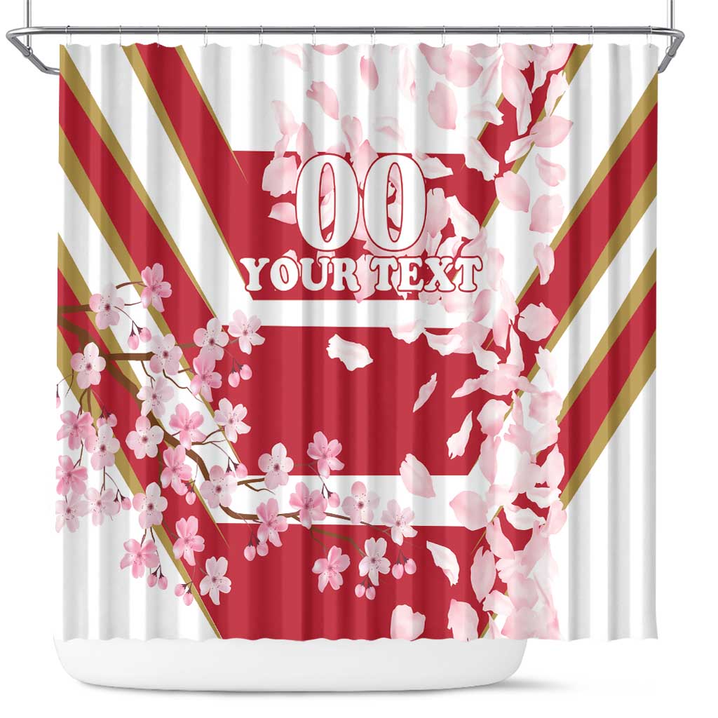 Custom Japan Rugby Shower Curtain Brave Cherry Blossoms Flying Petals