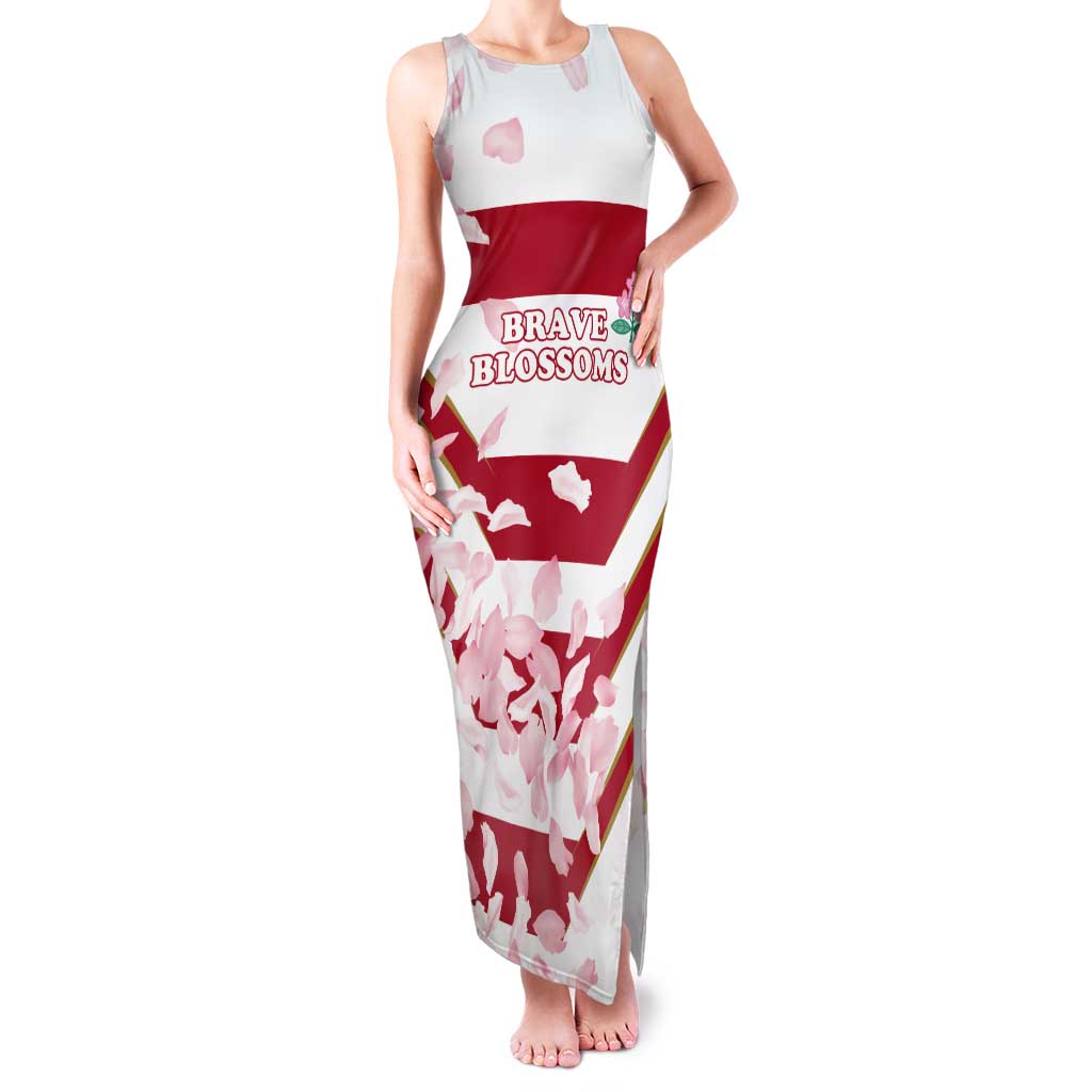 Custom Japan Rugby Tank Maxi Dress Brave Cherry Blossoms Flying Petals - Wonder Print Shop