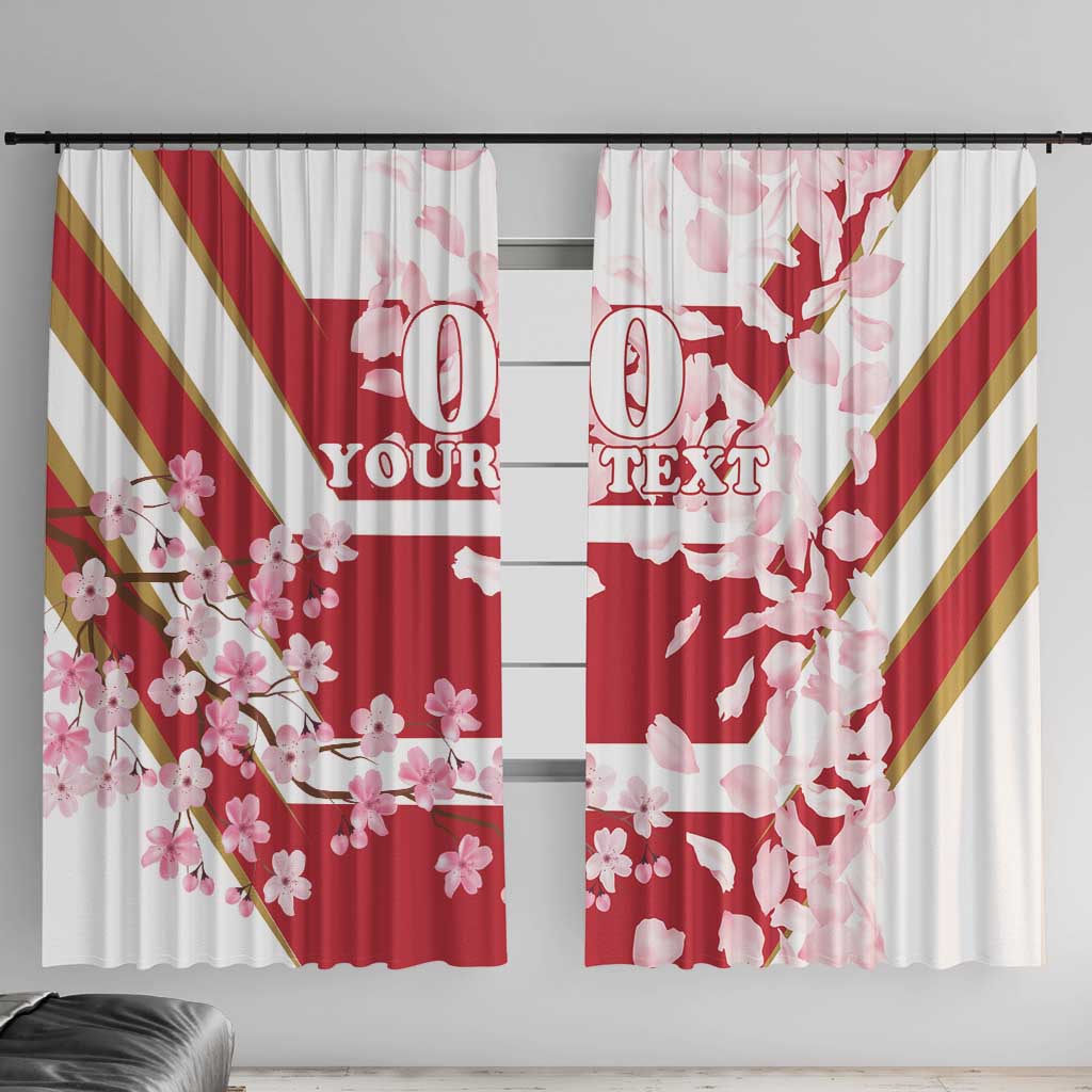 Custom Japan Rugby Window Curtain Brave Cherry Blossoms Flying Petals - Wonder Print Shop