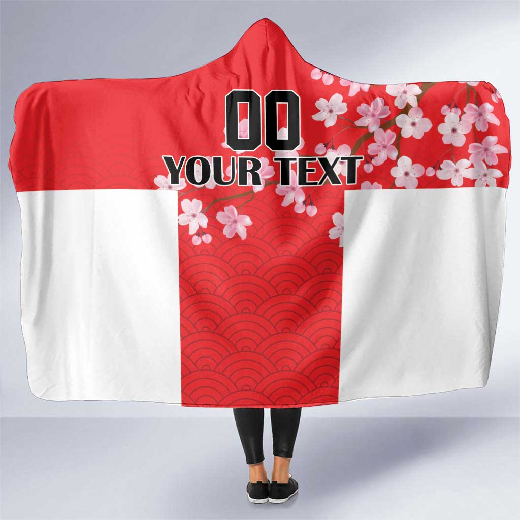 Custom Japan Rugby Hooded Blanket Seamless Japanese Waves Pattern