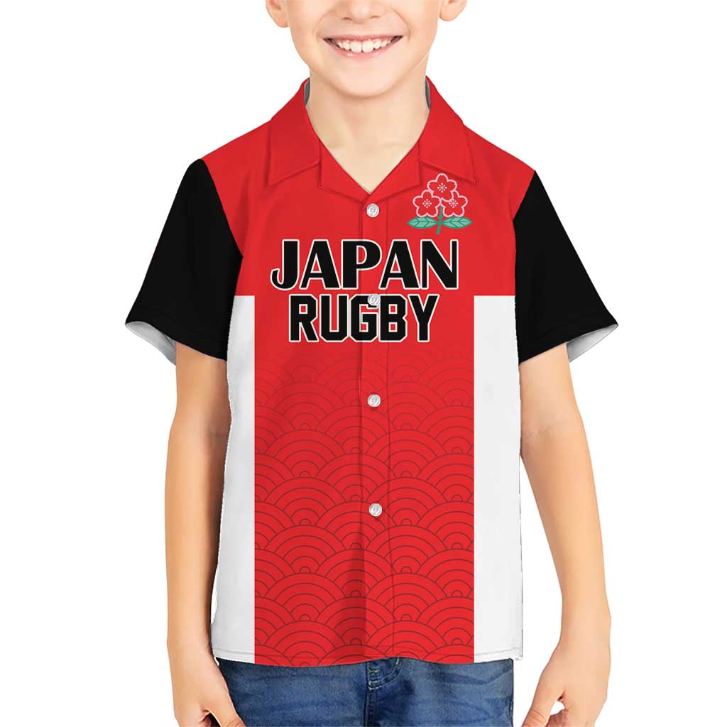 Custom Japan Rugby Kid Hawaiian Shirt Seamless Japanese Waves Pattern - Wonder Print Shop