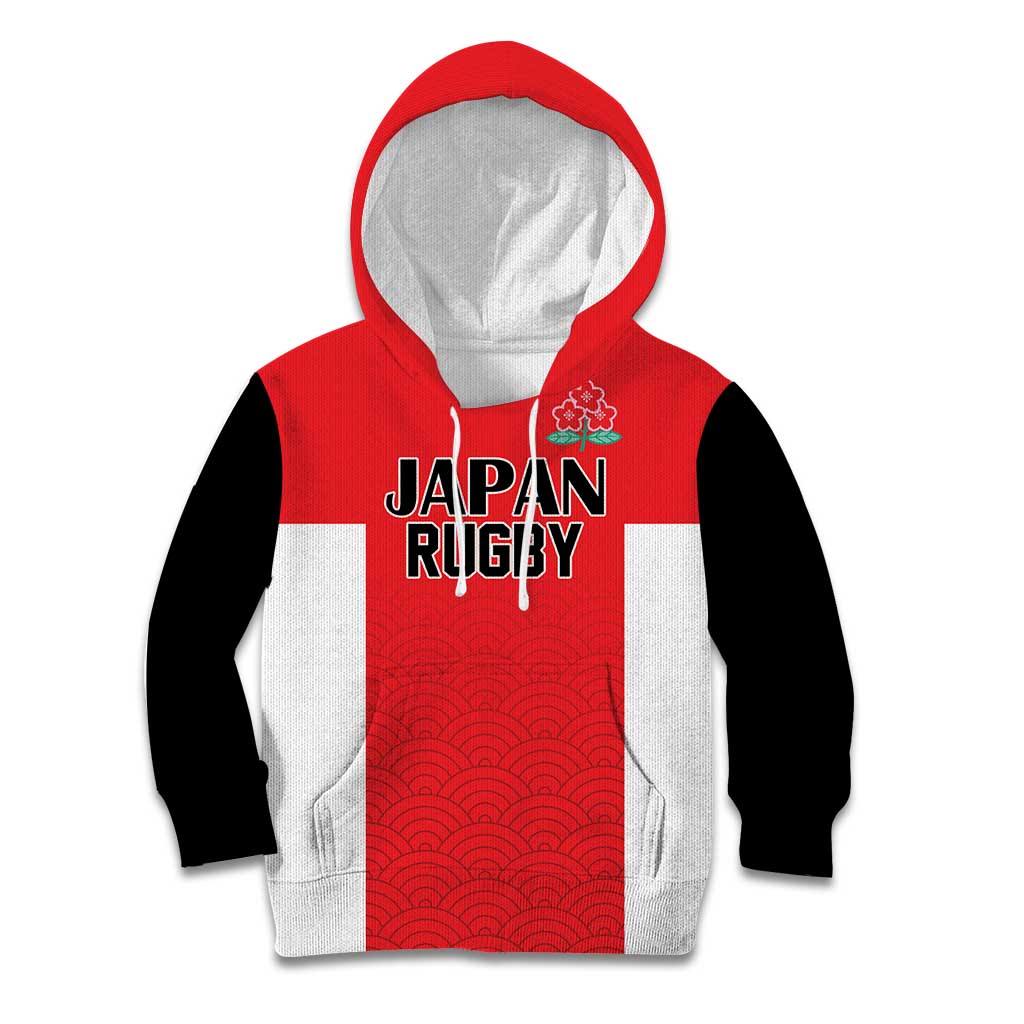 Custom Japan Rugby Kid Hoodie Seamless Japanese Waves Pattern - Wonder Print Shop