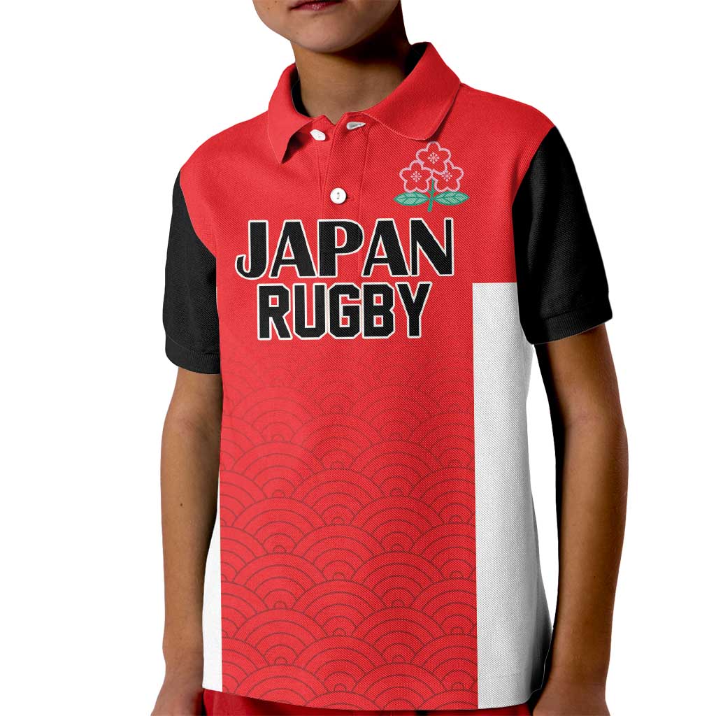 Custom Japan Rugby Kid Polo Shirt Seamless Japanese Waves Pattern - Wonder Print Shop