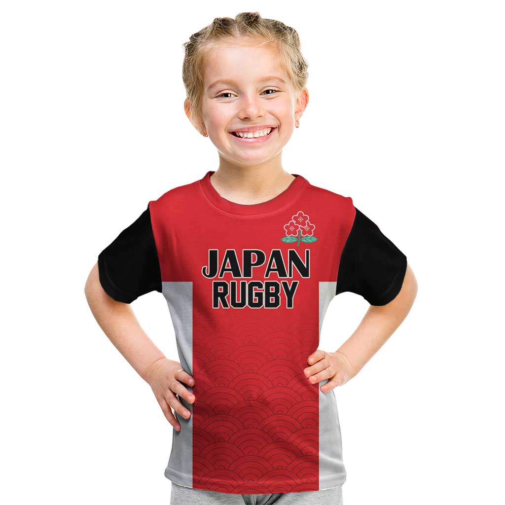 Custom Japan Rugby Kid T Shirt Seamless Japanese Waves Pattern - Wonder Print Shop