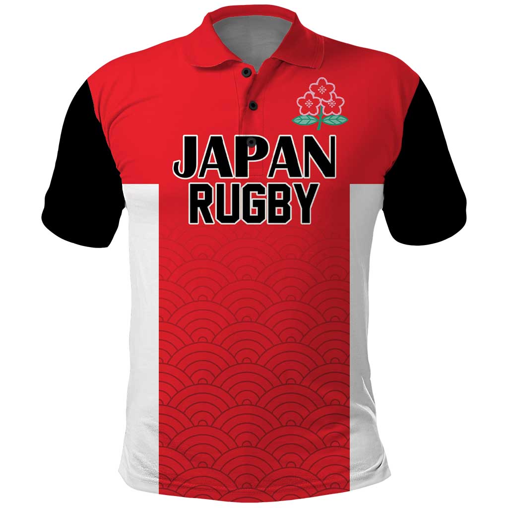 Custom Japan Rugby Polo Shirt Seamless Japanese Waves Pattern - Wonder Print Shop