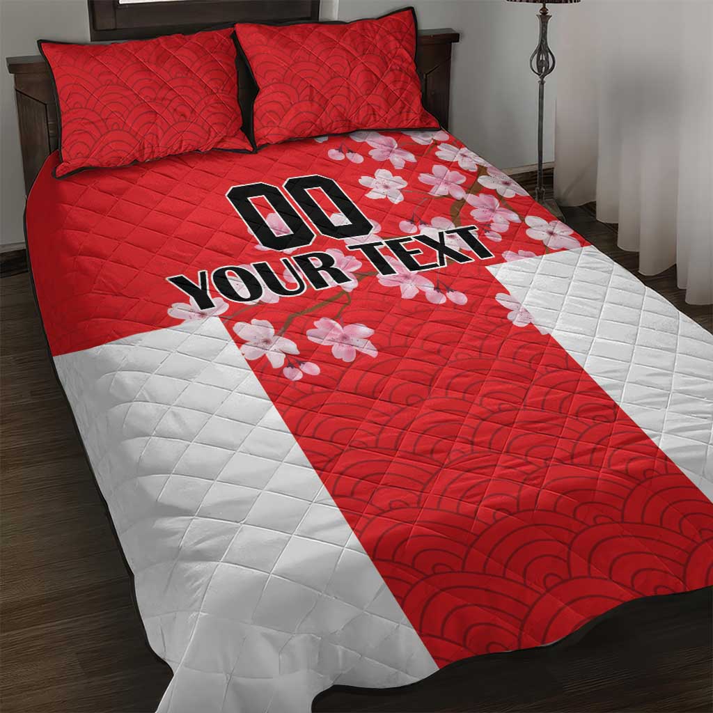 Custom Japan Rugby Quilt Bed Set Seamless Japanese Waves Pattern - Wonder Print Shop