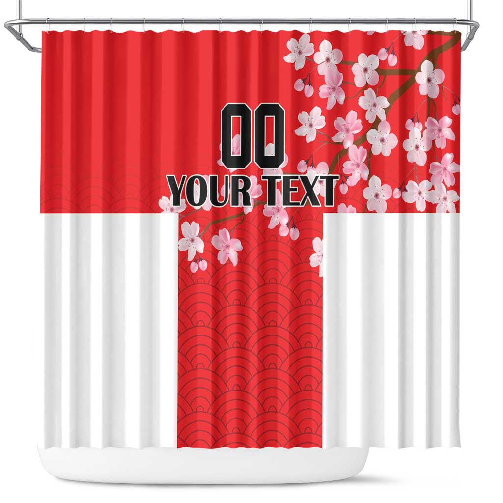 Custom Japan Rugby Shower Curtain Seamless Japanese Waves Pattern