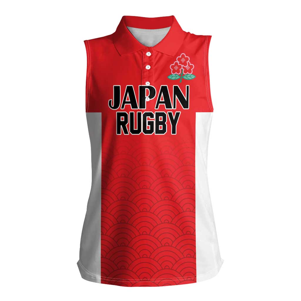 Custom Japan Rugby Women Sleeveless Polo Shirt Seamless Japanese Waves Pattern - Wonder Print Shop