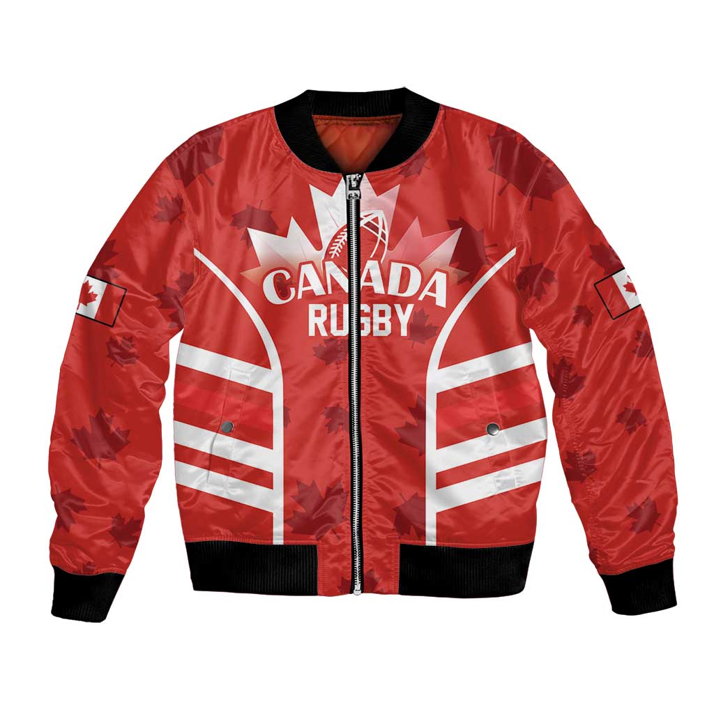 Custom Canada Rugby Bomber Jacket Canada Flag Maple Leaf - Wonder Print Shop