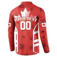 Red rugby button sweatshirt back with white starburst and “YOUR TEXT 00” print