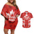 Custom Canada Rugby Couples Matching Off Shoulder Short Dress and Hawaiian Shirt Canada Flag Maple Leaf - Wonder Print Shop