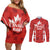 Custom Canada Rugby Couples Matching Off Shoulder Short Dress and Long Sleeve Button Shirt Canada Flag Maple Leaf - Wonder Print Shop