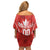 Custom Canada Rugby Family Matching Off Shoulder Short Dress and Hawaiian Shirt Canada Flag Maple Leaf - Wonder Print Shop