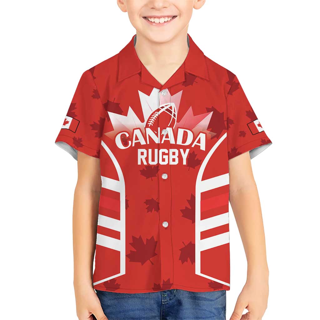 Custom Canada Rugby Kid Hawaiian Shirt Canada Flag Maple Leaf - Wonder Print Shop