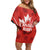 Custom Canada Rugby Off Shoulder Short Dress Canada Flag Maple Leaf - Wonder Print Shop