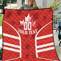 Red Canada rugby quilt blanket outdoors with white maple leaf and YOUR TEXT