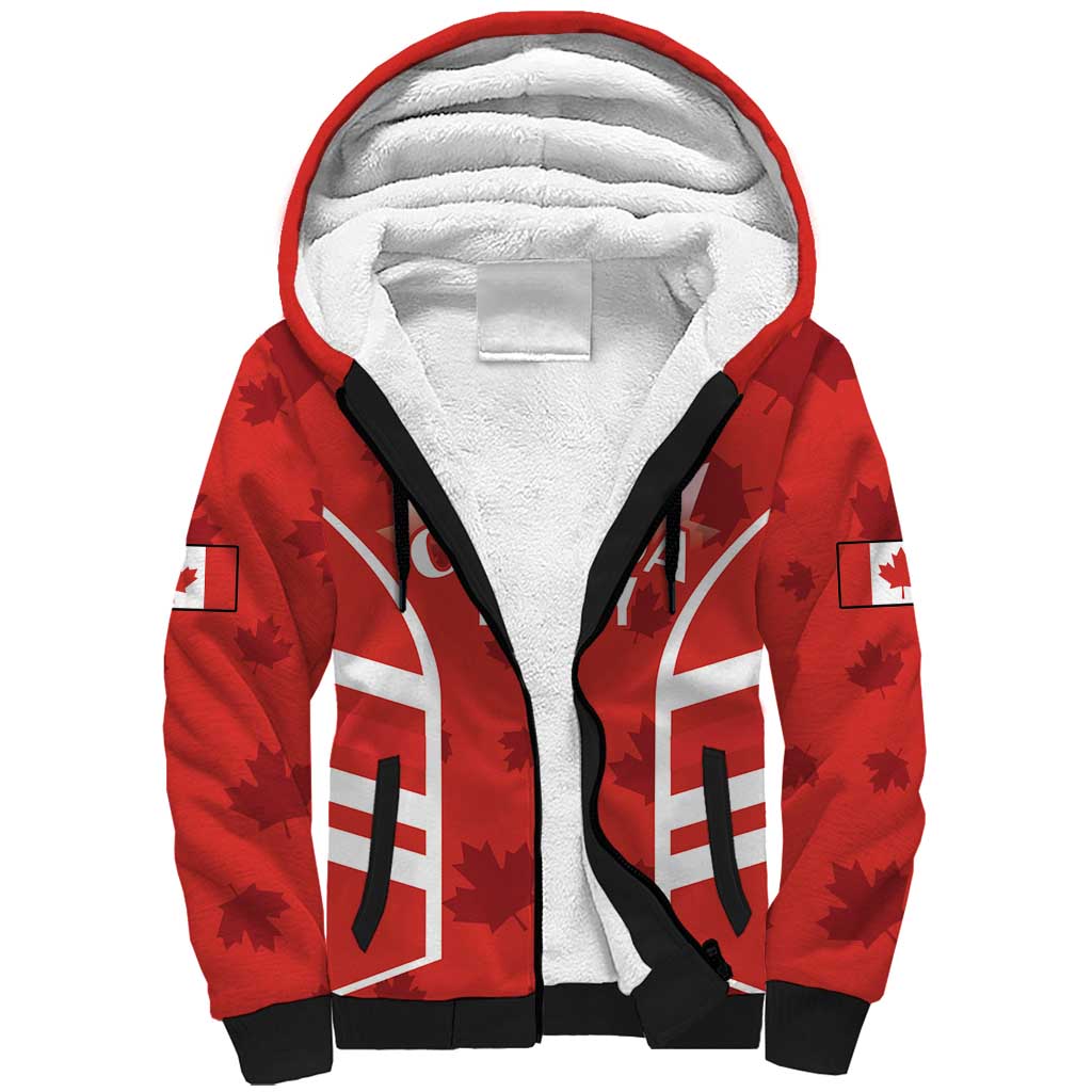 Custom Canada Rugby Sherpa Hoodie Canada Flag Maple Leaf