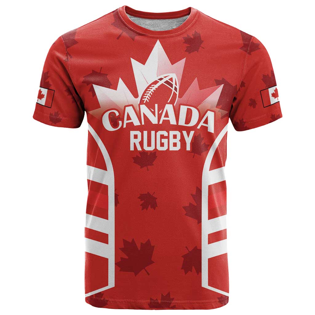 Custom Canada Rugby T Shirt Canada Flag Maple Leaf