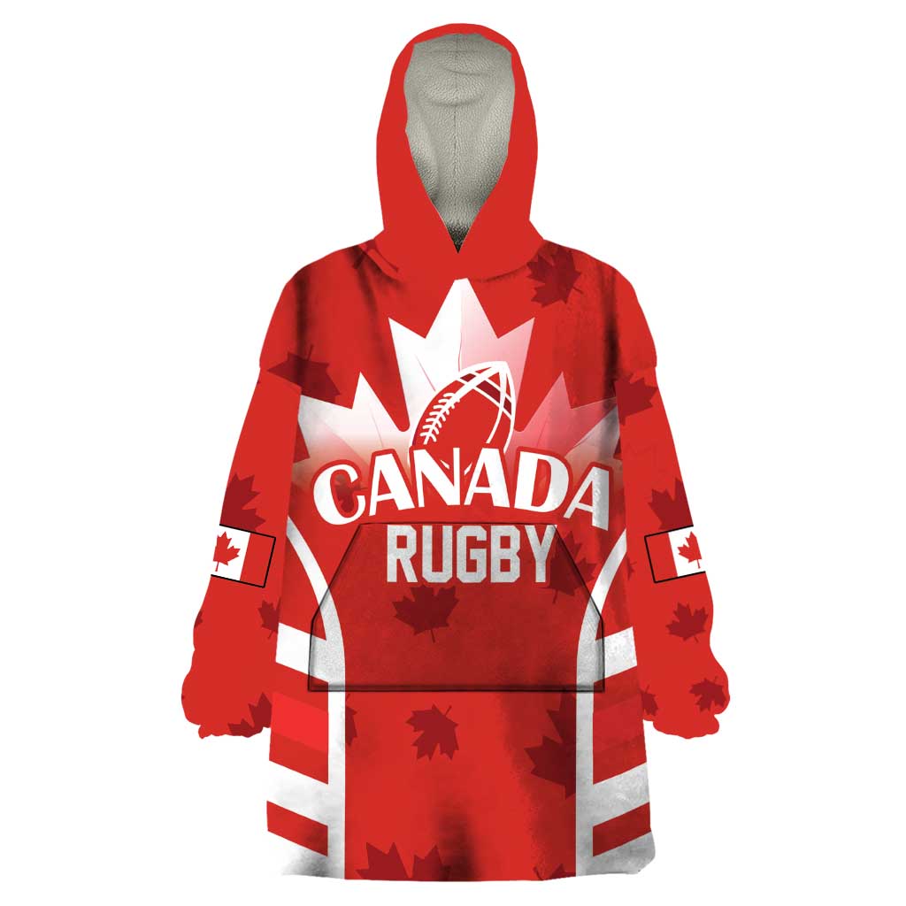 Custom Canada Rugby Wearable Blanket Hoodie Canada Flag Maple Leaf