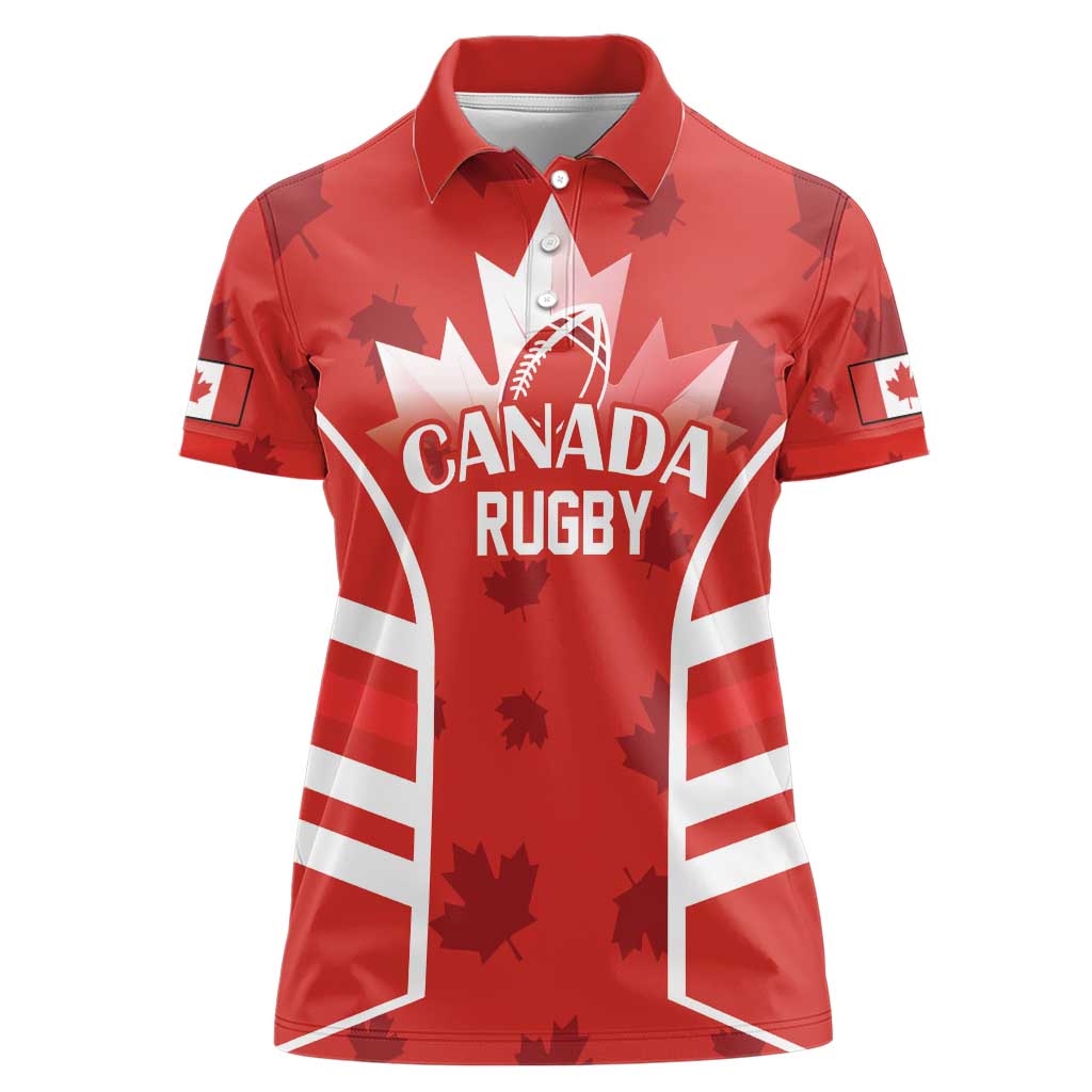 Custom Canada Rugby Women Polo Shirt Canada Flag Maple Leaf