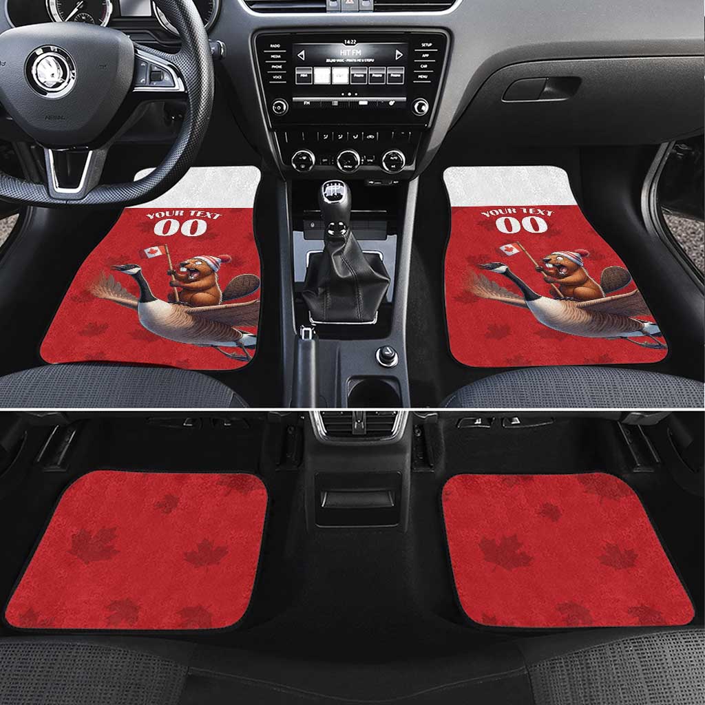 Custom Canada Rugby Car Mats Beaver Riding A Goose - Wonder Print Shop