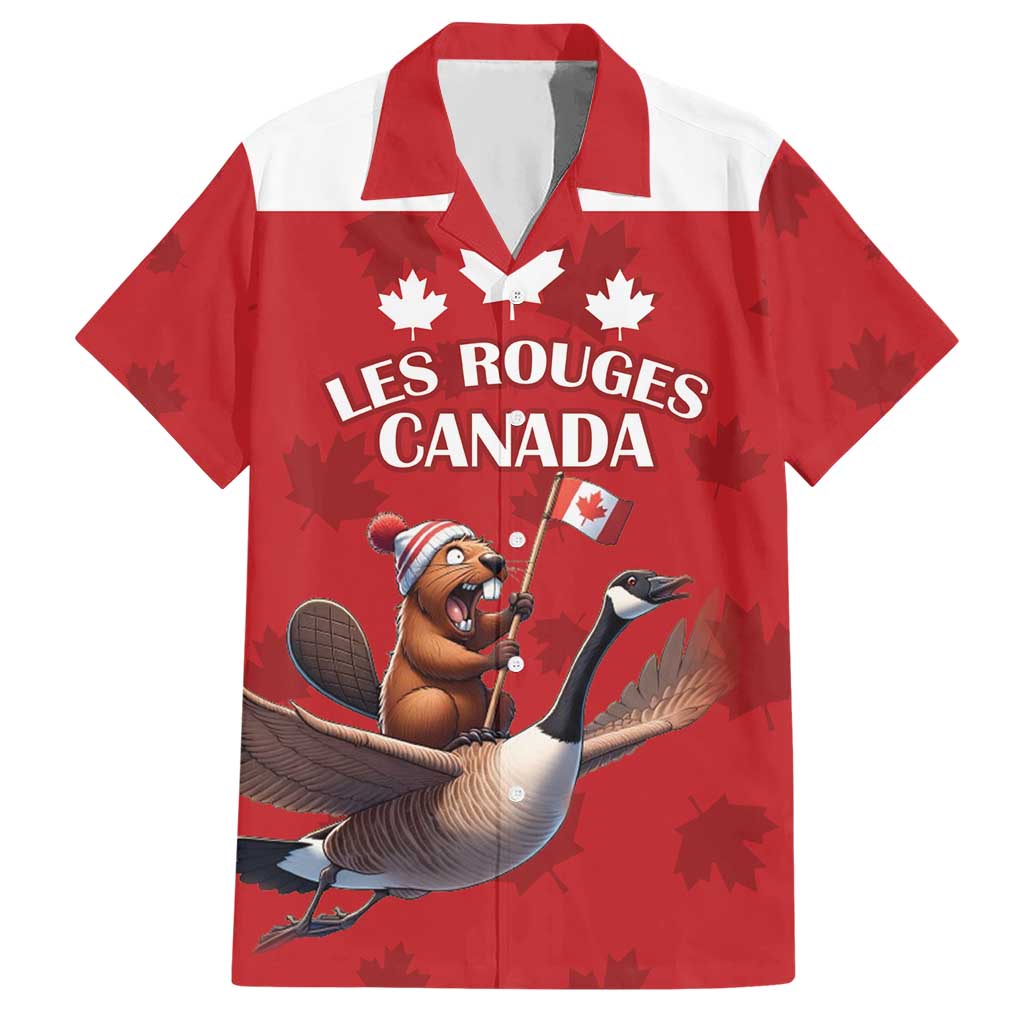 Custom Canada Rugby Hawaiian Shirt Beaver Riding A Goose - Wonder Print Shop