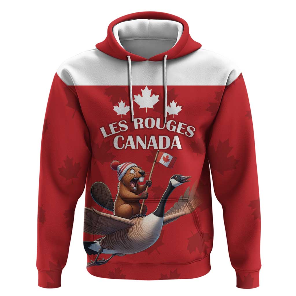 Custom Canada Rugby Hoodie Beaver Riding A Goose - Wonder Print Shop