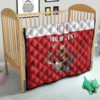 Red and white diamond-quilt blanket for kids, custom 00 and your text, goose and beaver graphic