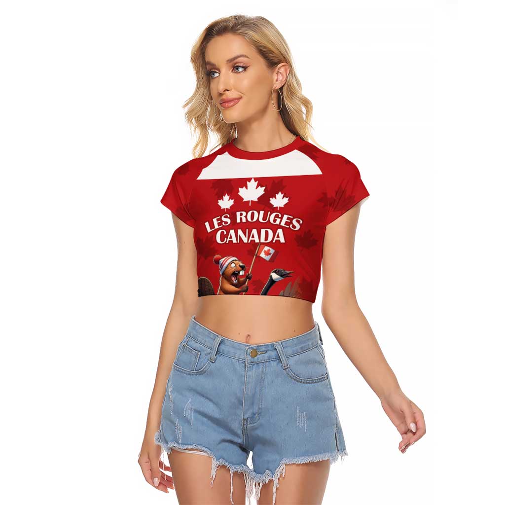 Custom Canada Rugby Raglan Cropped T Shirt Beaver Riding A Goose